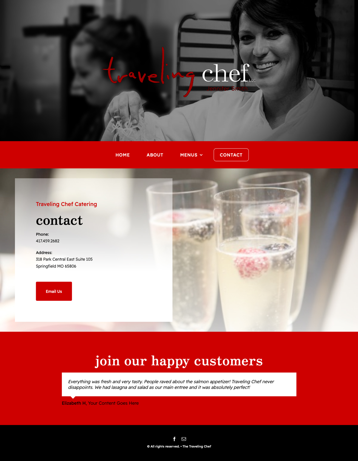 Website Design for The Traveling Chef Catering and Personal Chef - Contact