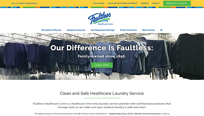 Company Website Design for Faultless Healthcare Linen