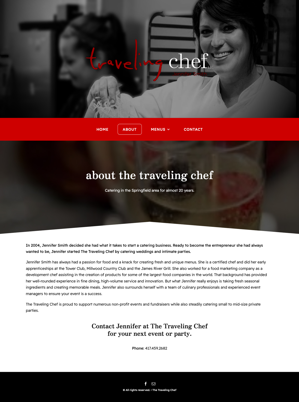 Website Design for The Traveling Chef Catering and Personal Chef - About