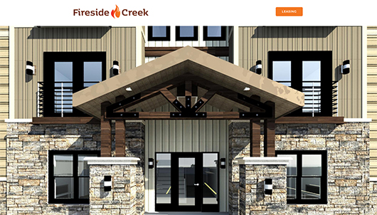 Web Design sample one page - Fireside Creek Apartments