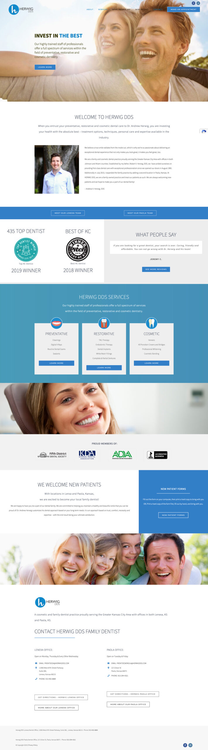 Web Design for Herwig, DDS Home Page