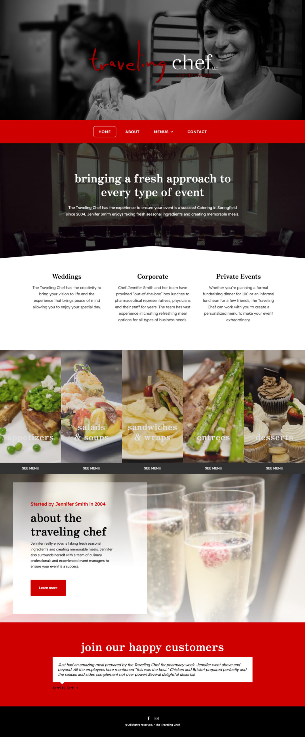 Website Design for The Traveling Chef Catering and Personal Chef - Home Page