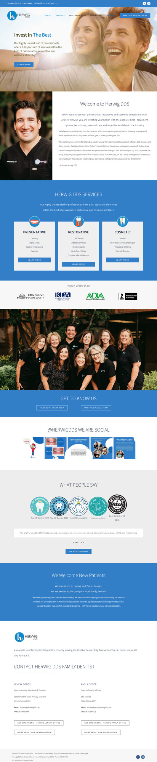 Web Design for Herwig, DDS Home Page