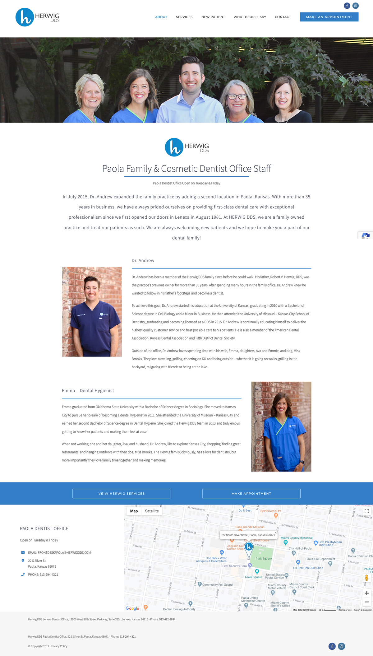 Web Design for Herwig, DDS Meet the Paola Team