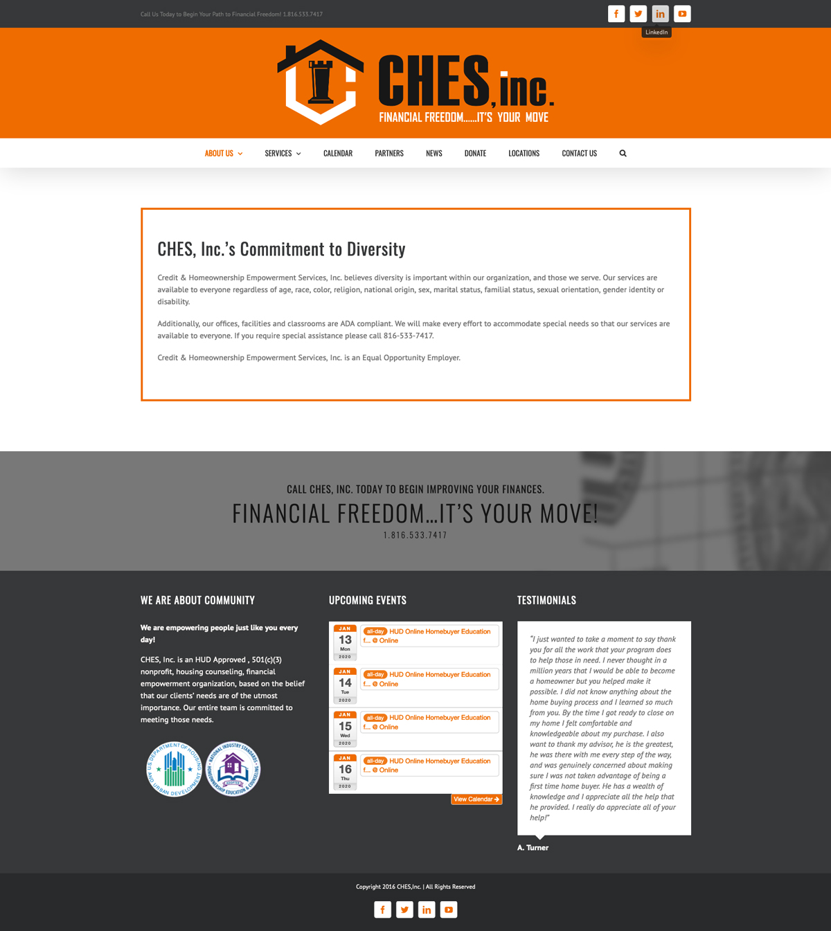 Ches, Inc Website Design by Corner Designs